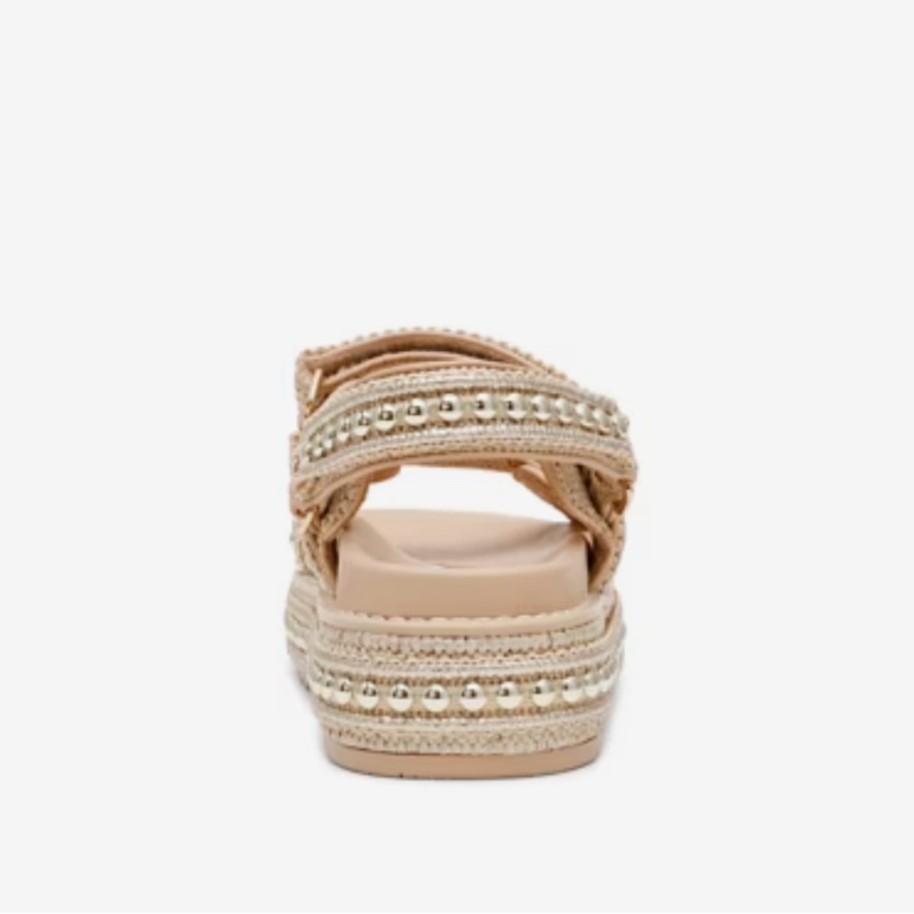Steve Madden Beaded Platform Sandals in Beige - Picture 4 of 9
